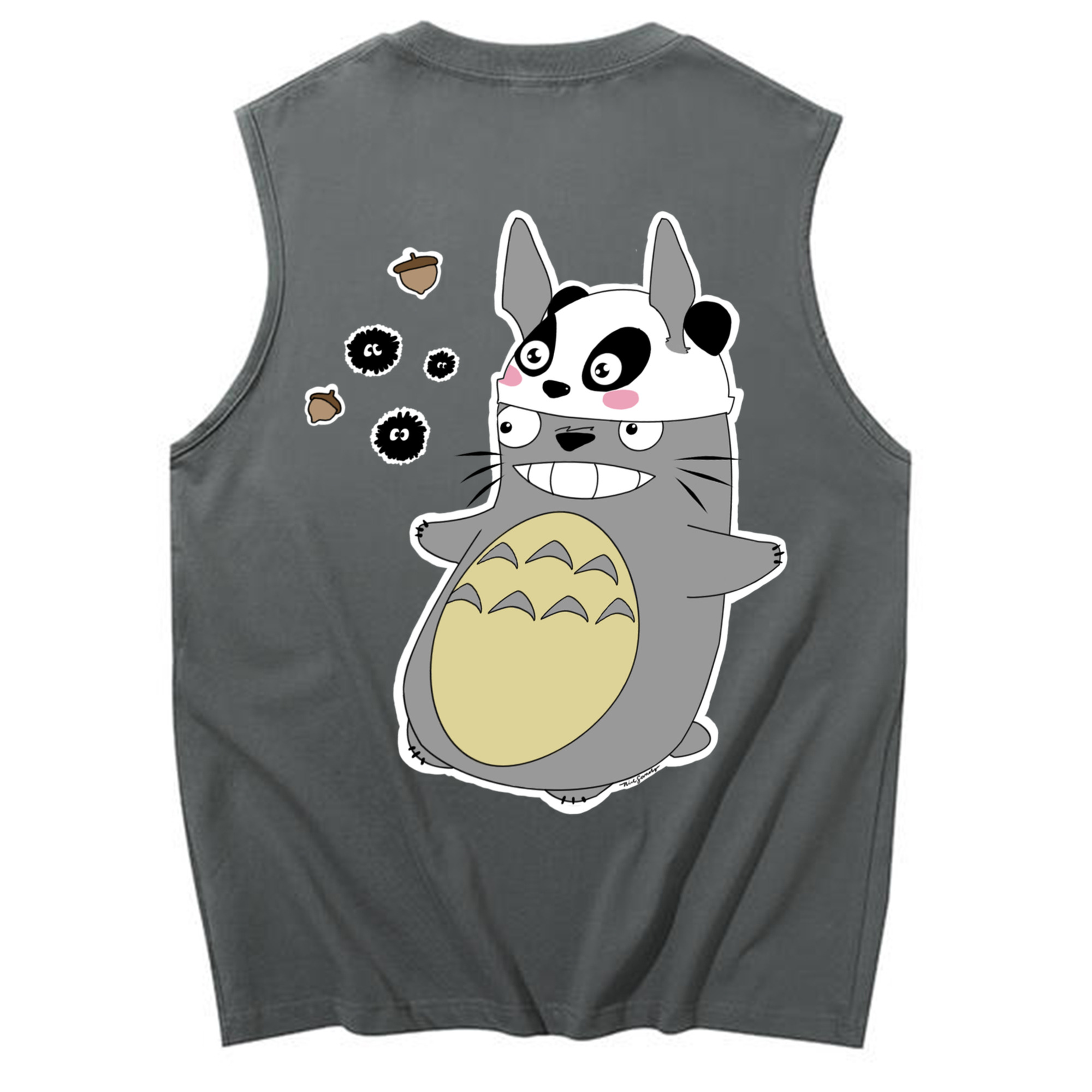 （画像用） となりのトトロ 草壁メイ 草壁サツキ My Neighbor Totoro Satsuki Kusakabe Mei Kusakabe コットン100％タンクトップ（背面プリント）